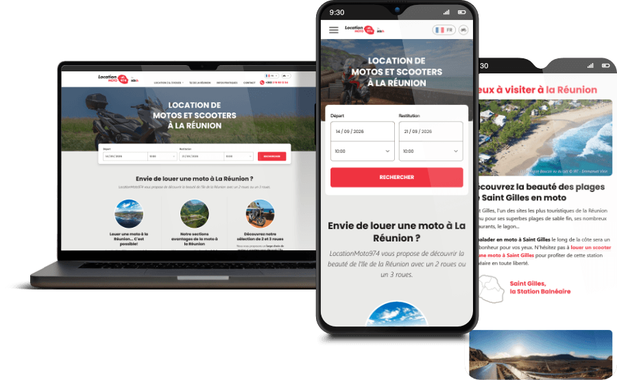 Site réalisé pour Location Moto 974